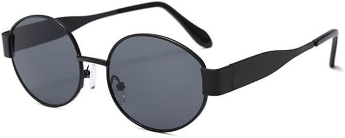 

Женские солнцезащитные очки в маленькой металлической оправе овальной формы, модные, класса люкс, с защитой от УФ-излучения UV400, мужские винтажные солнцезащитные очки TKKTLLT, Black