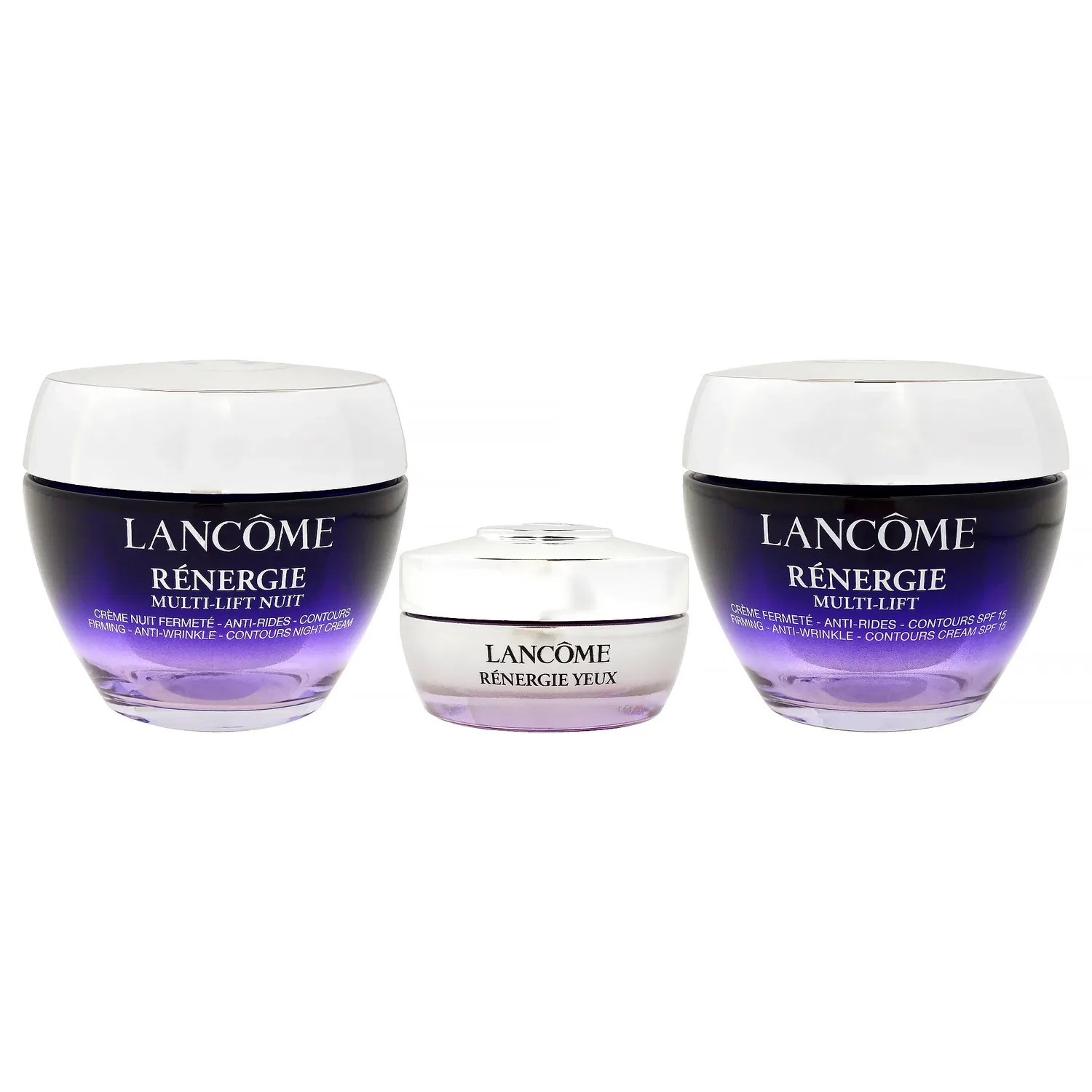 Набор Renergie от Lancome для женщин - 3 предмета: укрепляющий крем против морщин SPF15 (48 г), укрепляющий ночной крем против морщин (48 г), лифтинг-крем для глаз (14 г), белый — фото 2
