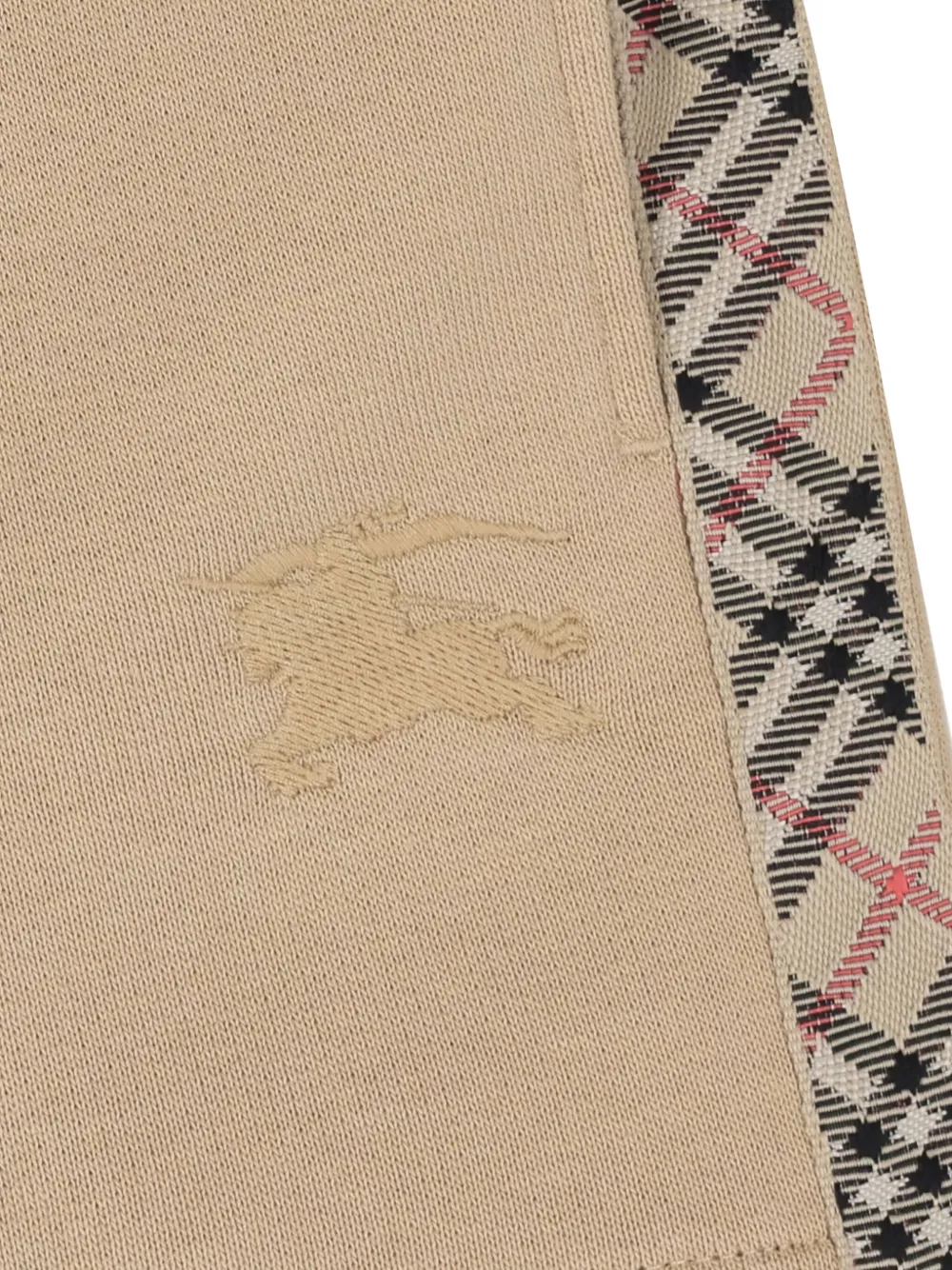 Шорты с вышитым логотипом и клетчатыми вставками BURBERRY KIDS, нейтральный — фото 3