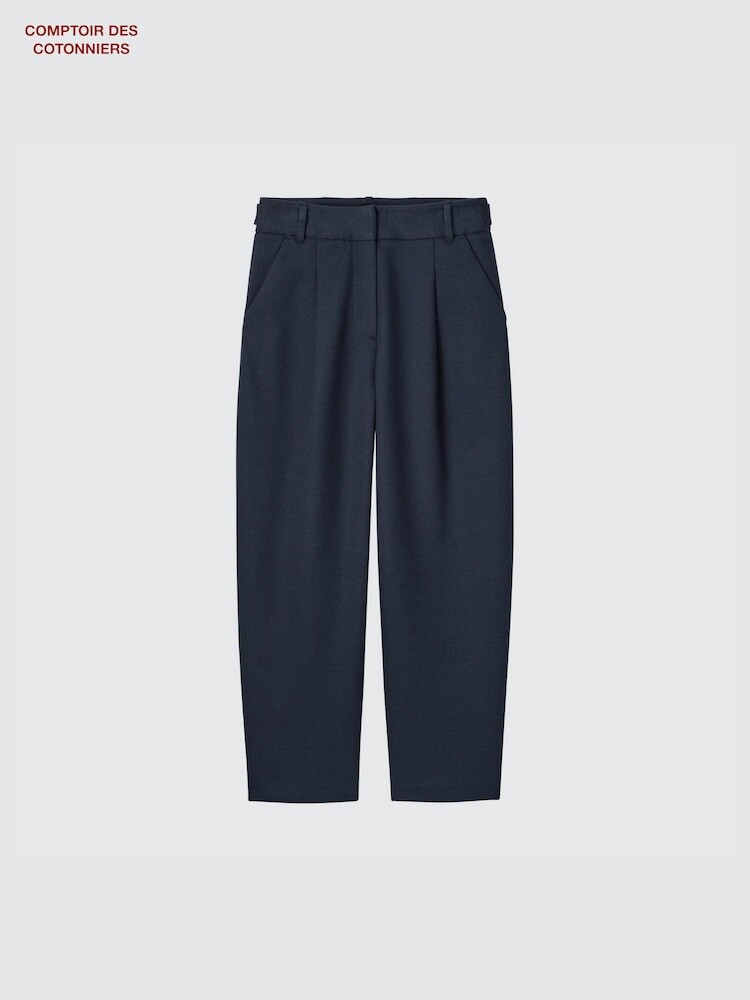 

Широкие зауженные брюки со складками Uniqlo, цвет 69 синий