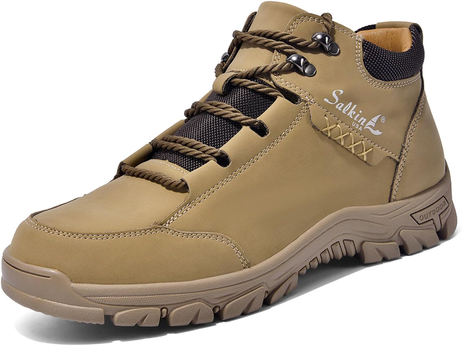 

Мужские кожаные ботинки Chukka с круглым носком, на шнуровке, модные, дышащие, комфортные, средней высоты, с противоскользящей подошвой, для походов, вождения и прогулок на открытом воздухе Nxnbhsl, хаки