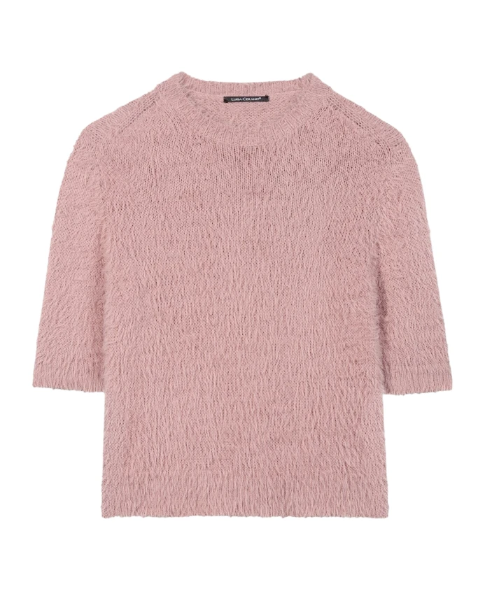 

Вязаный свитер цвета розового дерева, рукава до локтя. Luisa Cerano, розовый