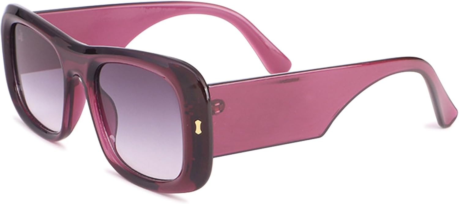 

Большие квадратные солнцезащитные очки для женщин и мужчин, без поляризации, модные, с защитой UV400, большие солнцезащитные очки для водителя, для активного отдыха и путешествий ALKAHE, Purple Frame Purple Lens