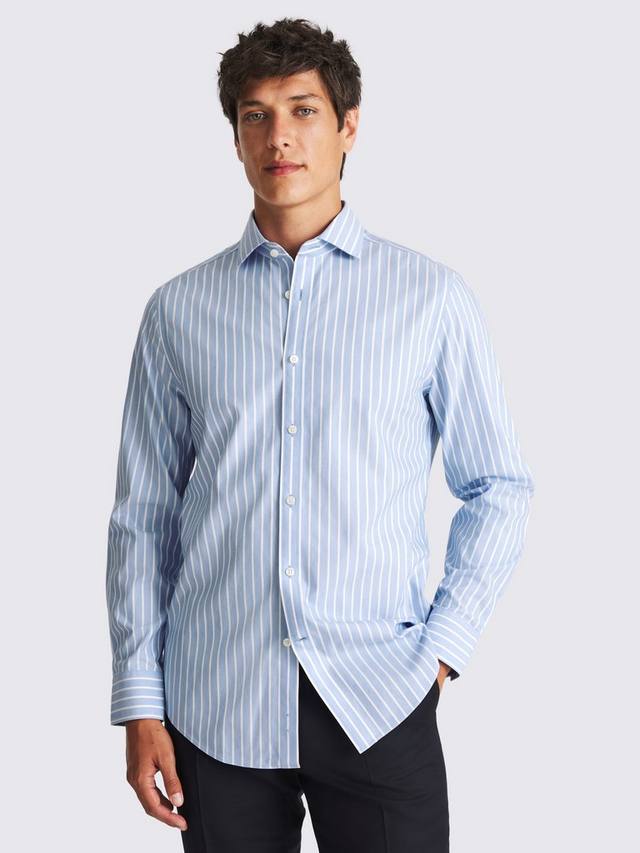 

Хлопковая рубашка приталенного кроя с широкими полосками Moss, Blue