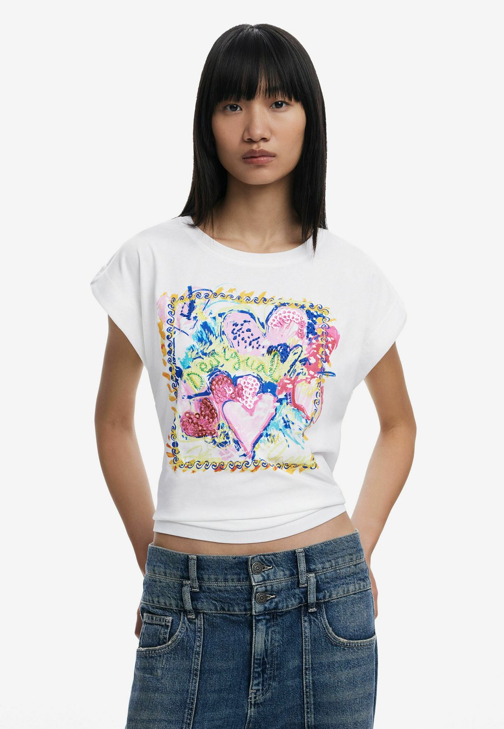 

Футболка с принтом ART SQUARE Desigual, белый