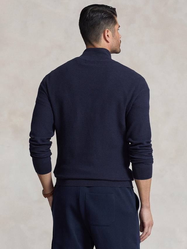 Большой и высокий полузастёгивающийся хлопковый джемпер Ralph Lauren, Navy — фото 2
