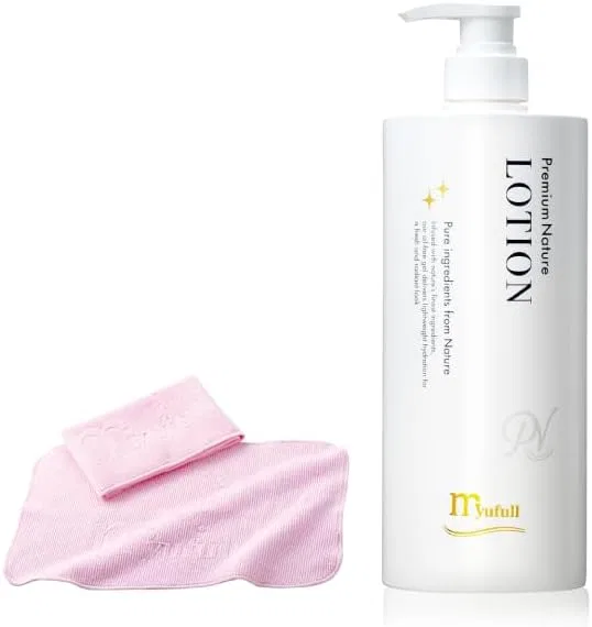 Набор для ухода за лицом: лосьон Premium Natural Lotion + салфетка для лица, Myufull, 1000 мл, розовый, 2 шт