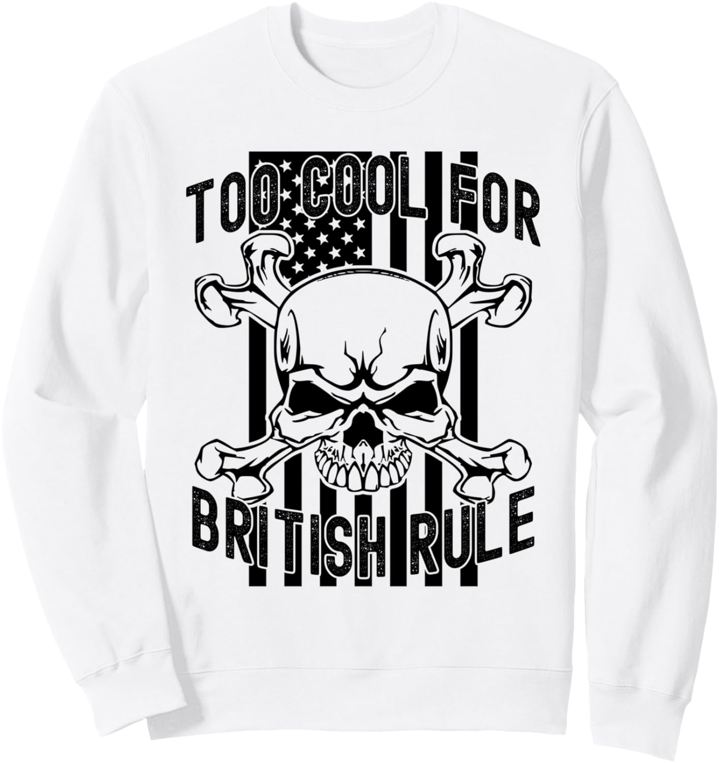 

Толстовка с изображением американского флага, черепа и костей, посвященная 4 июля, надписью Слишком круто для британского правления 4Th Of July Different Vibes Joe., белый