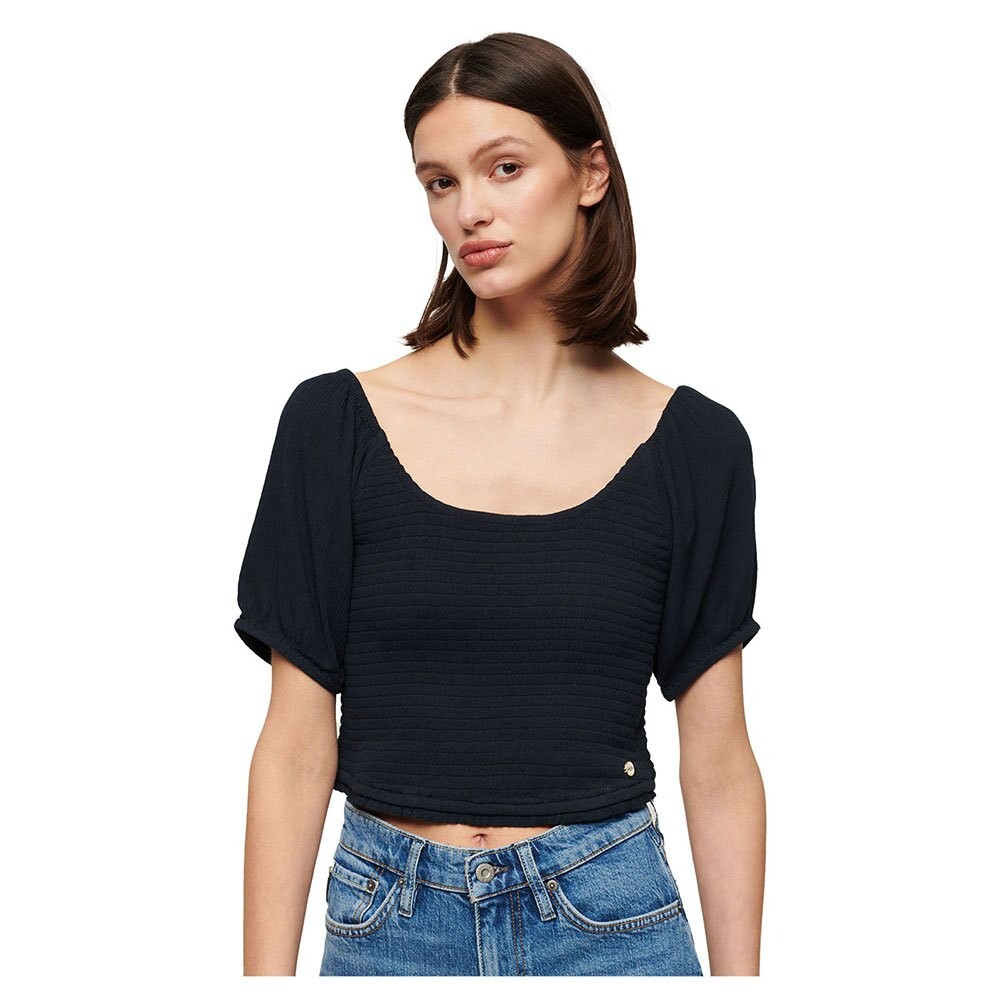 

Блуза Superdry Smocked, синий, Черный, Блуза Superdry Smocked, синий