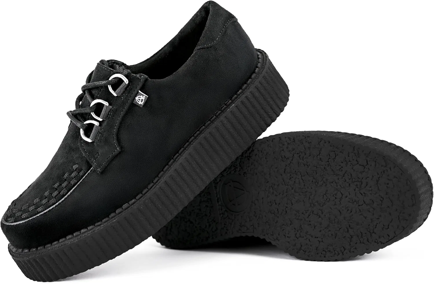 Туфли T.U.K. Anarchic Creeper - Shoes for Men and Women - Punk, Gothic and Rocker Shoes - Lace-up Shoes, Vegan Suede Black — фото 3