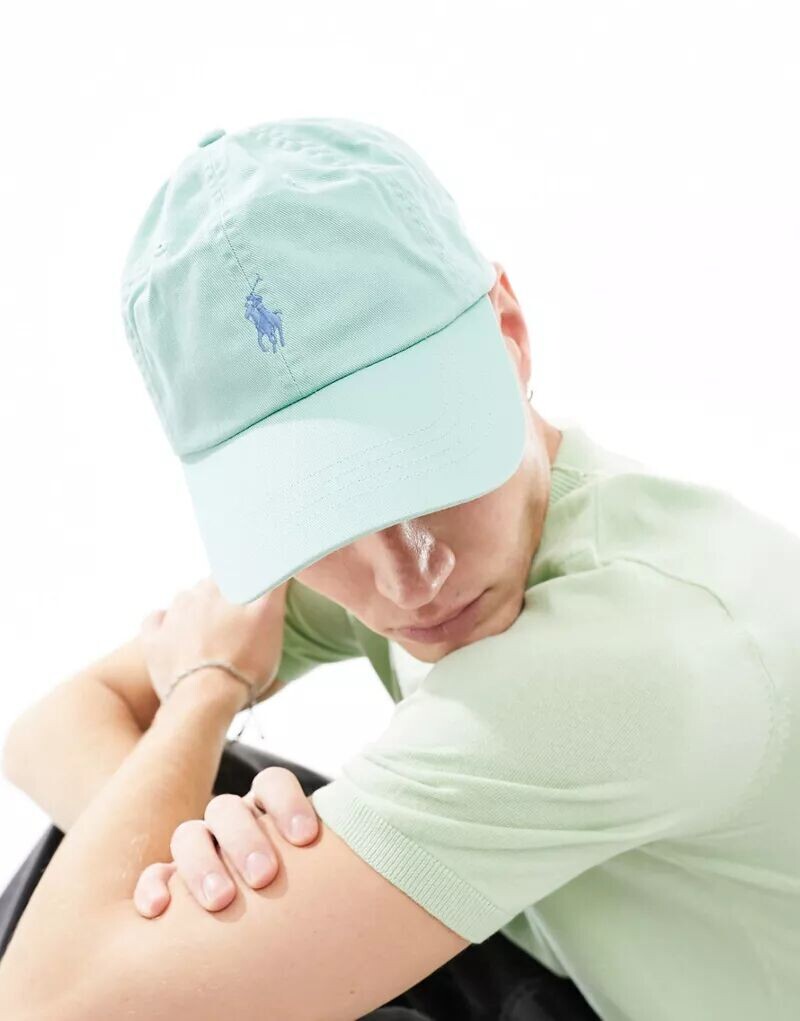 

Светло-зеленая бейсболка из твила с фирменным логотипом Polo Ralph Lauren