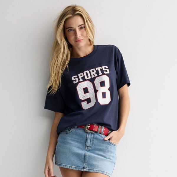 

Футболка с графическим принтом из страз для юниоров Madden Girl, цвет navy combo