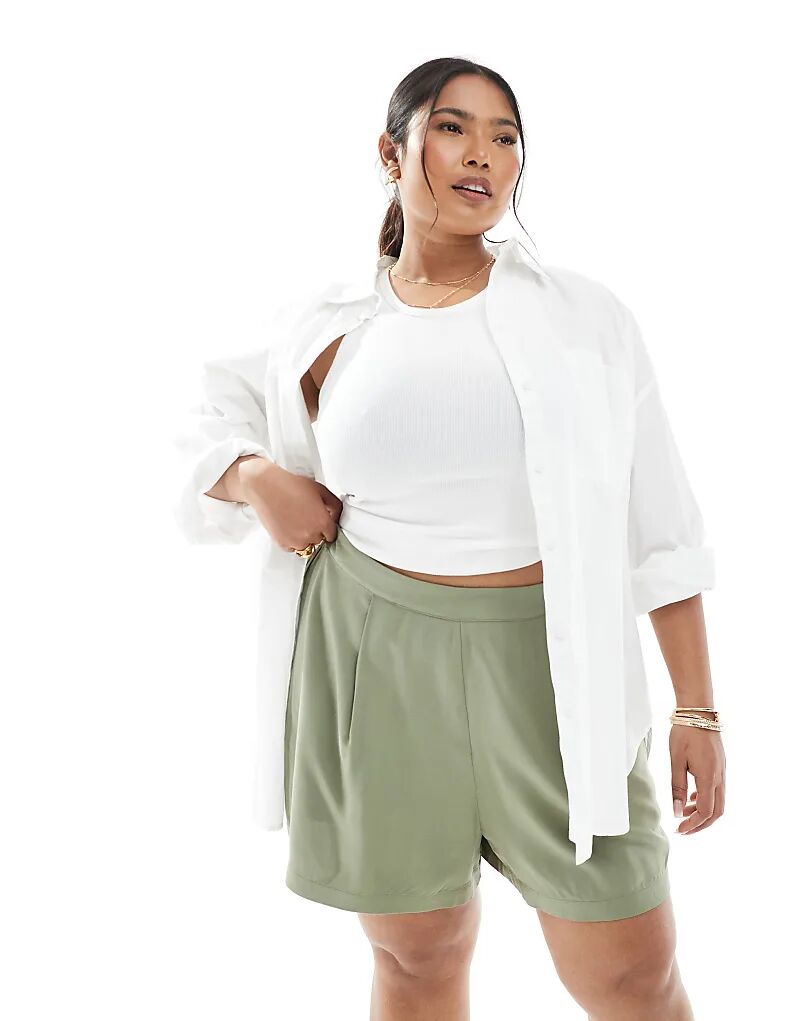 

Шорты-карго ASOS DESIGN Curve оливково-зеленого цвета