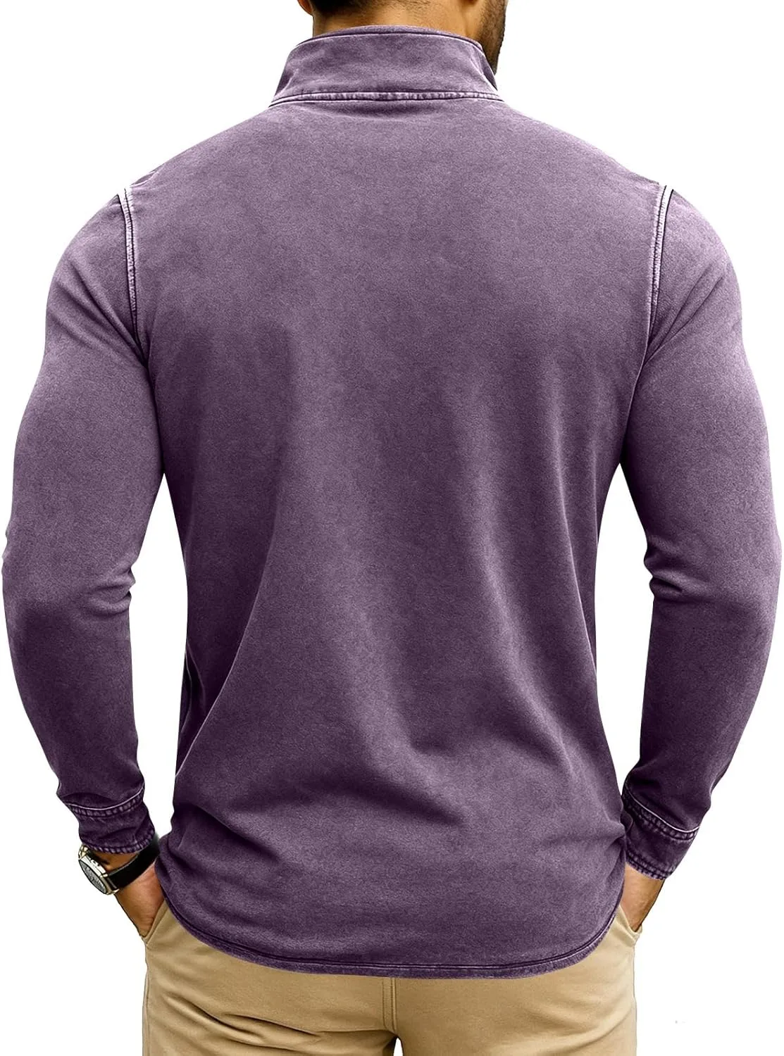 Поло с длинным рукавом и воротником-стойкой, мужское, Slim Fit, в стиле casual — фото 3