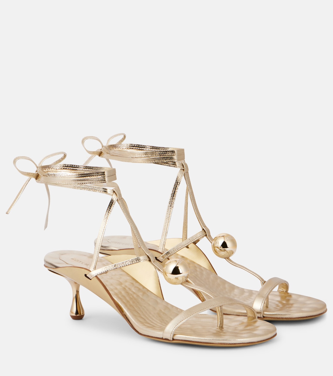 Зыра 50 сандалии из металлизированной кожи Jimmy Choo, Gold/Gold/Gold
