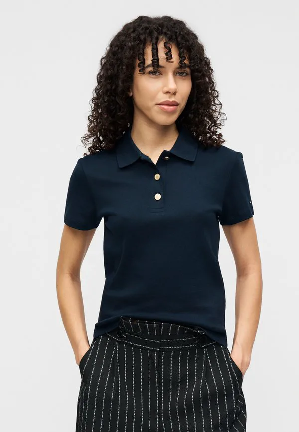Поло-Рубашка приталенного кроя с золотистыми пуговицами Tommy Hilfiger, Dark Night Navy — фото 4