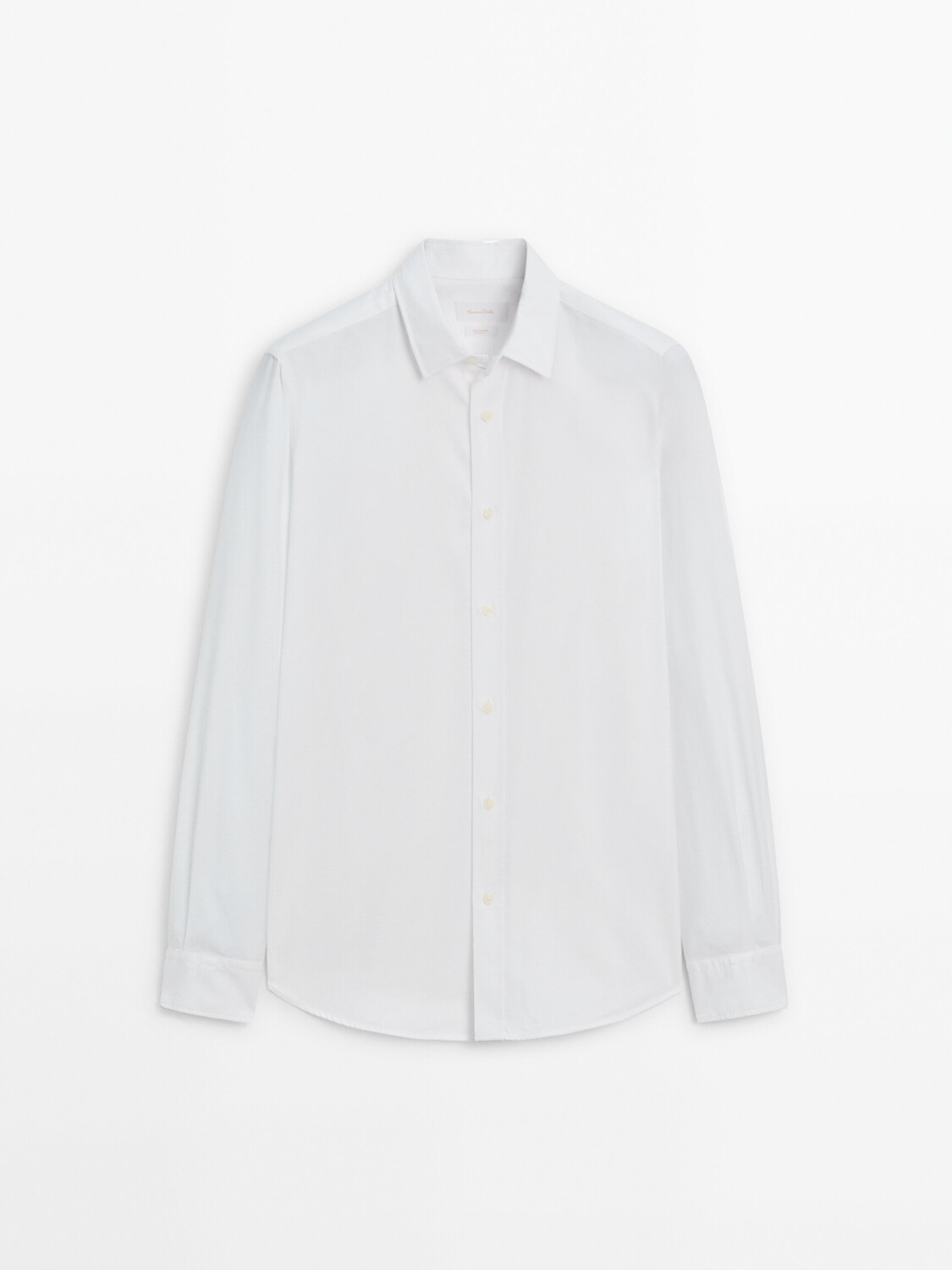 

Рубашка из 100% хлопка, облегающая, из твила Massimo Dutti, белый
