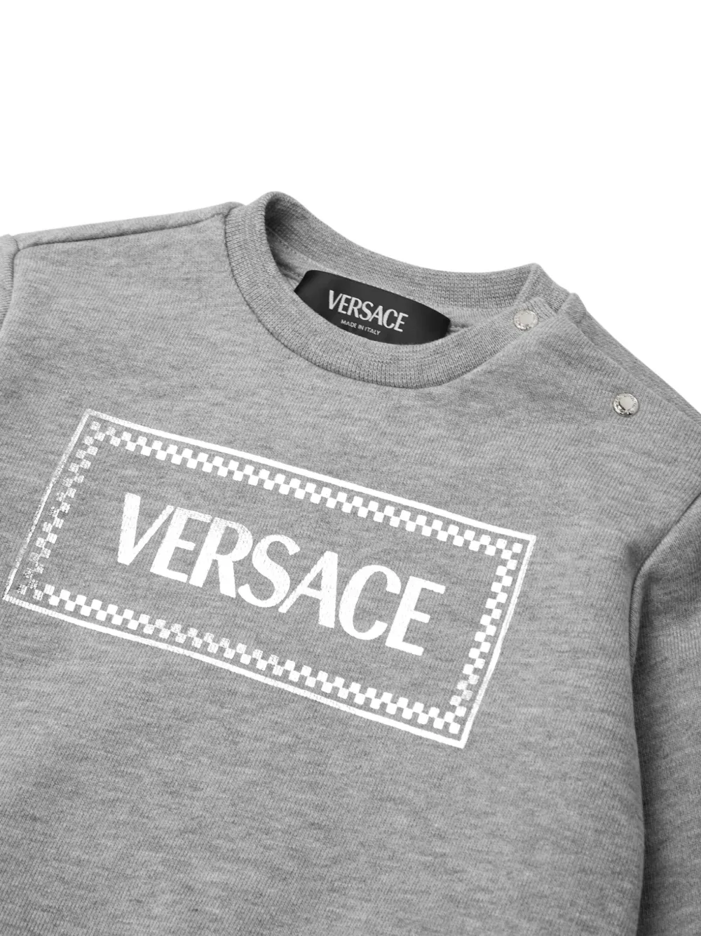Меланжевая толстовка с логотипом Versace Kids, серый — фото 3
