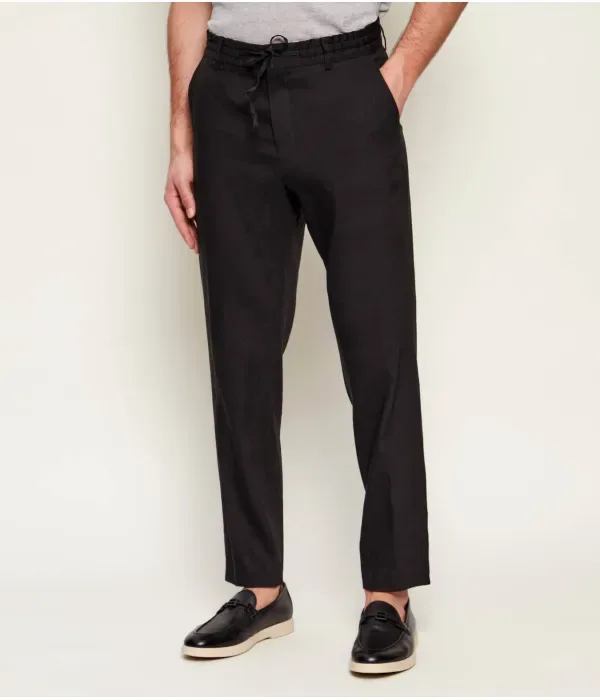 Льняные брюки P-Perin-RDS-WG-262 tapered fit Boss, черный — фото 3