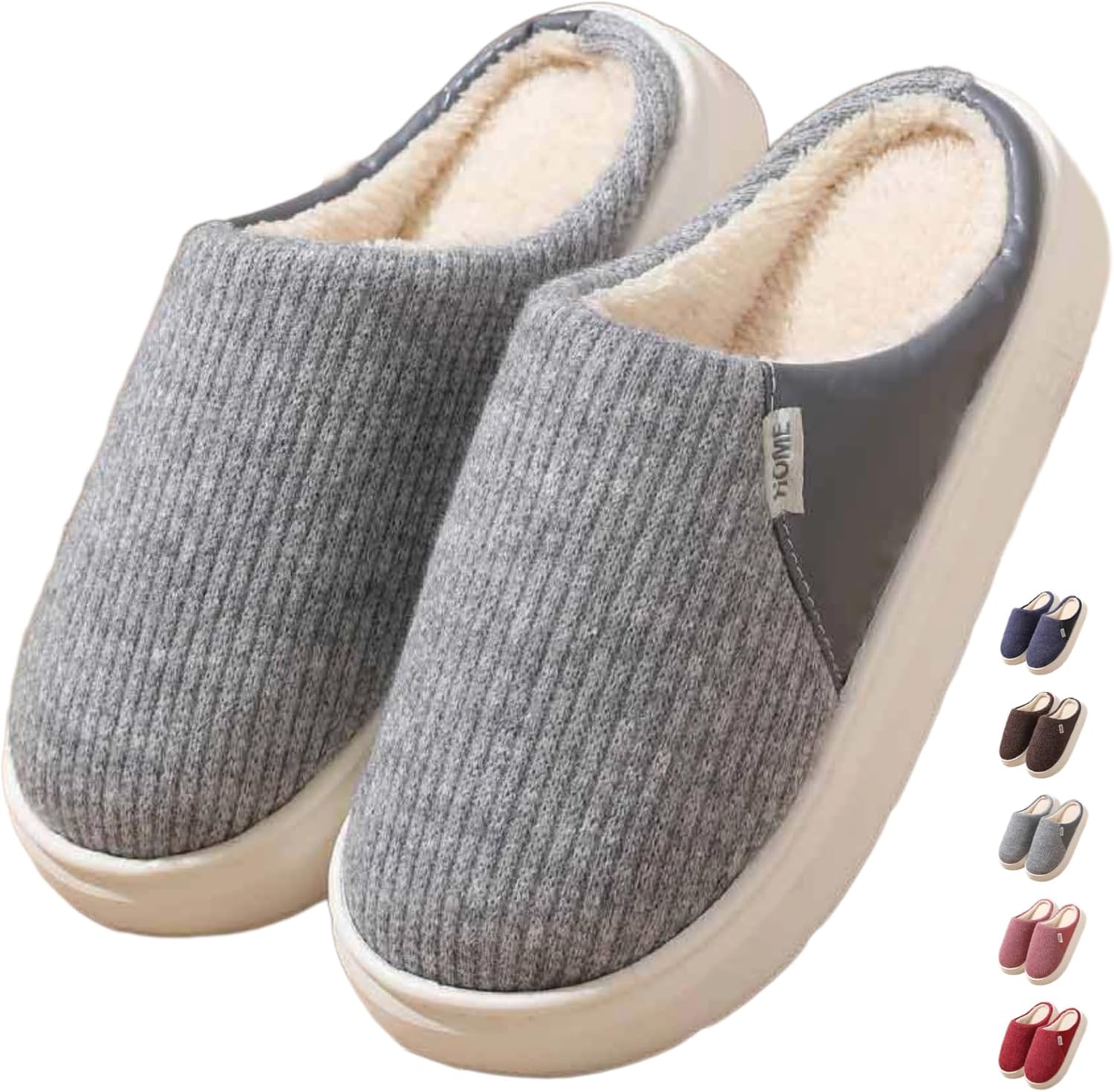 

Домашние тапочки iwhgrmp для женщин и мужчин, с толстой подошвой, из плюшевого хлопка, теплые зимние тапочки, легкие, для дома, для пар, с мягкой подошвой, нескользящие, серый