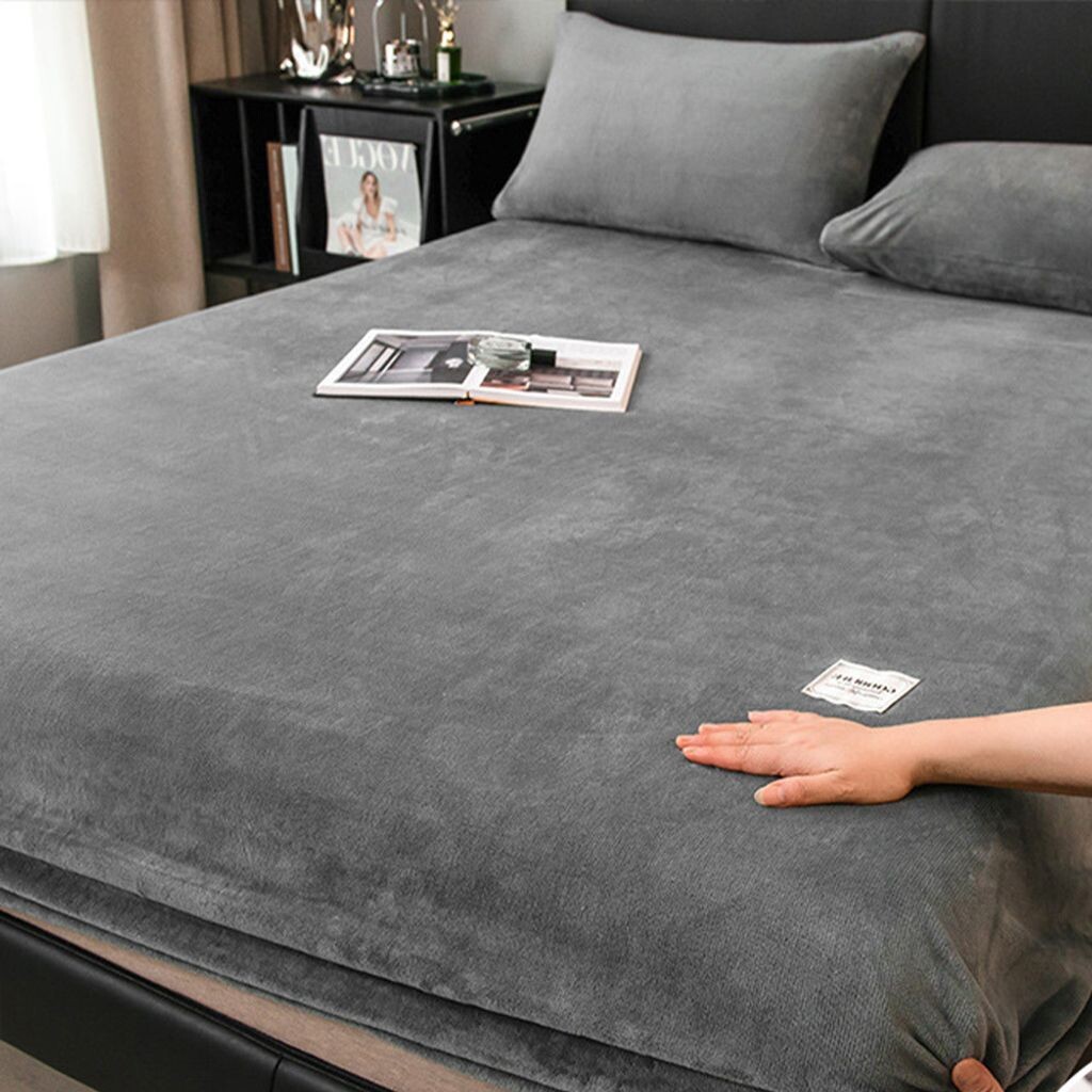 

360Home простыня с пуховым наматрасником, зимний серый 180х200см