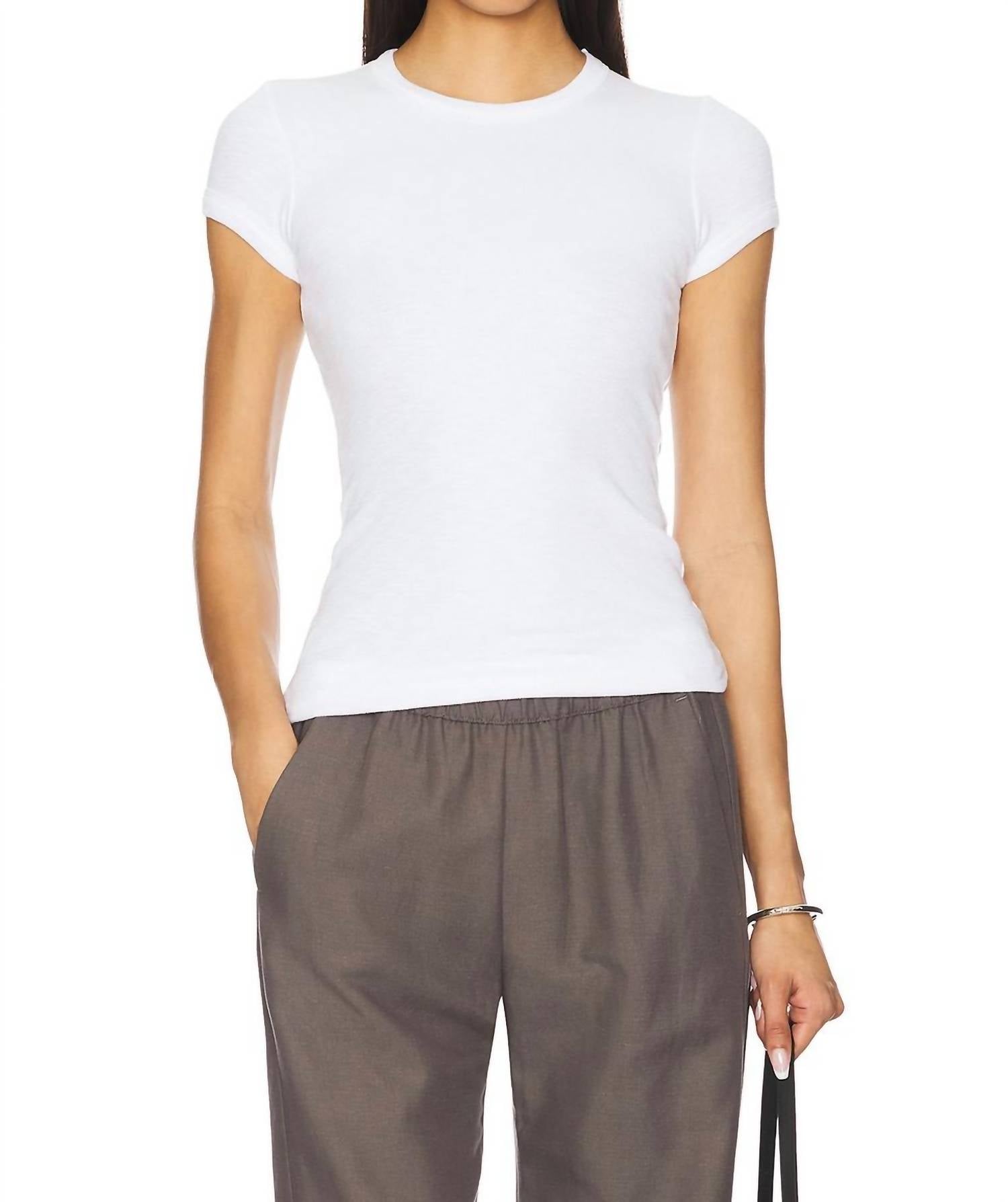 

Белая футболка с ребристыми рукавами-колпачками Enza Costa