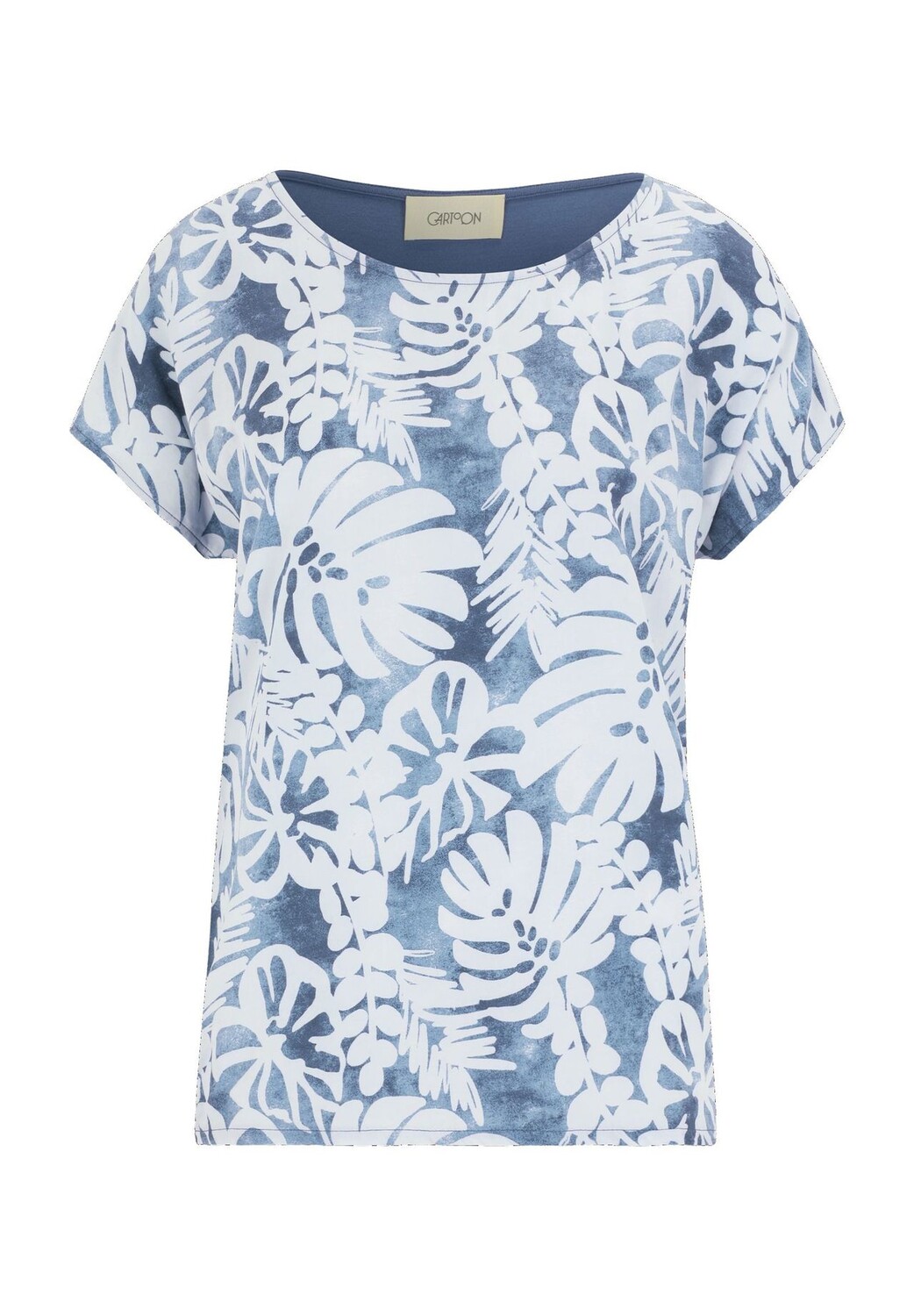 

Футболка экзотика, заниженная линия плеча, женская CARTOON, цвет Blue Dark