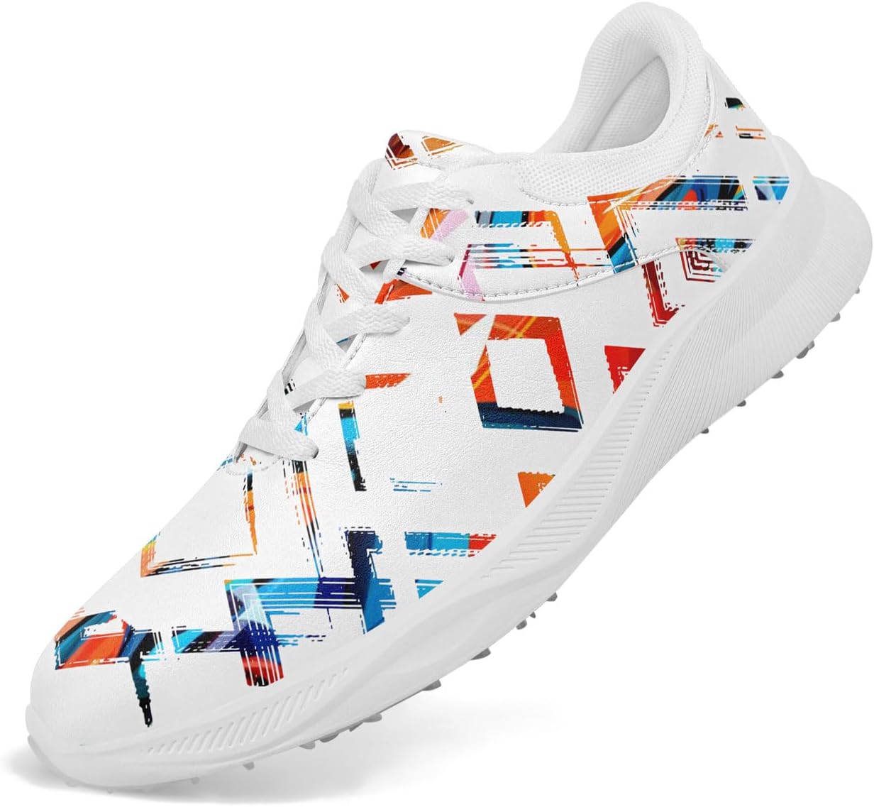 

Гольф-обувь без шипов для мужчин и женщин, дышащие кроссовки для гольфа, яркие спортивные кроссовки с абстрактным рисунком, модная обувь для прогулок Onegam, белый/синий/оранжевый