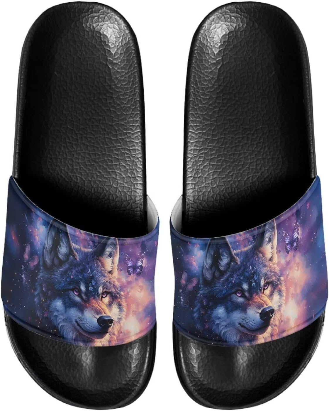 

Сандалии-шлепанцы унисекс с мягкой стелькой, удобные для женщин и мужчин, кожаные, размеры 6-13,5 Mintulipy, Galaxy Wolf-1