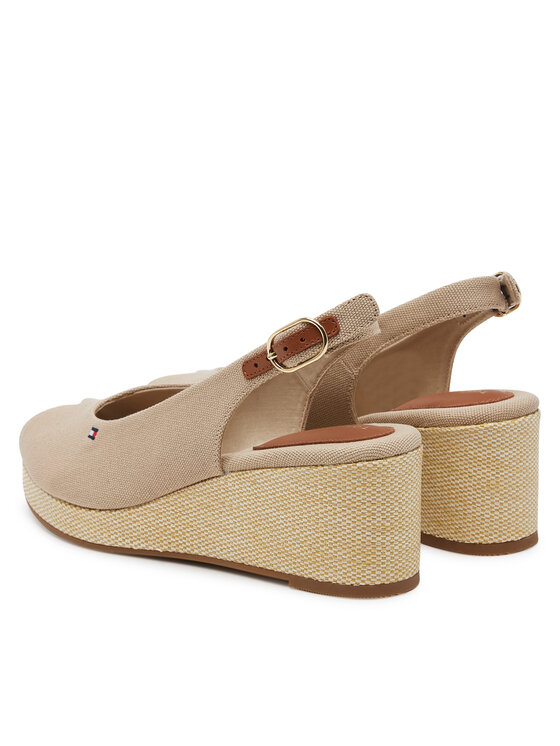 Сандалии Flag Mid Wedge Espad Slingback FW0FW08595 Tommy Hilfiger, бежевый — фото 3