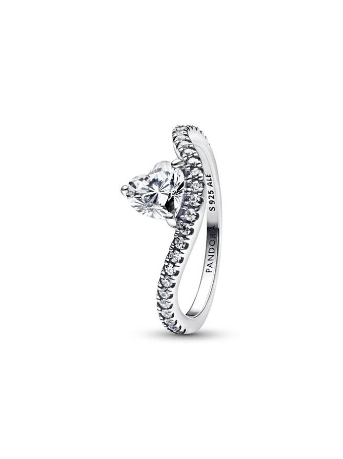 

Кольцо Pandora Wavy Pavé Heart Ring, стерлинговое серебро