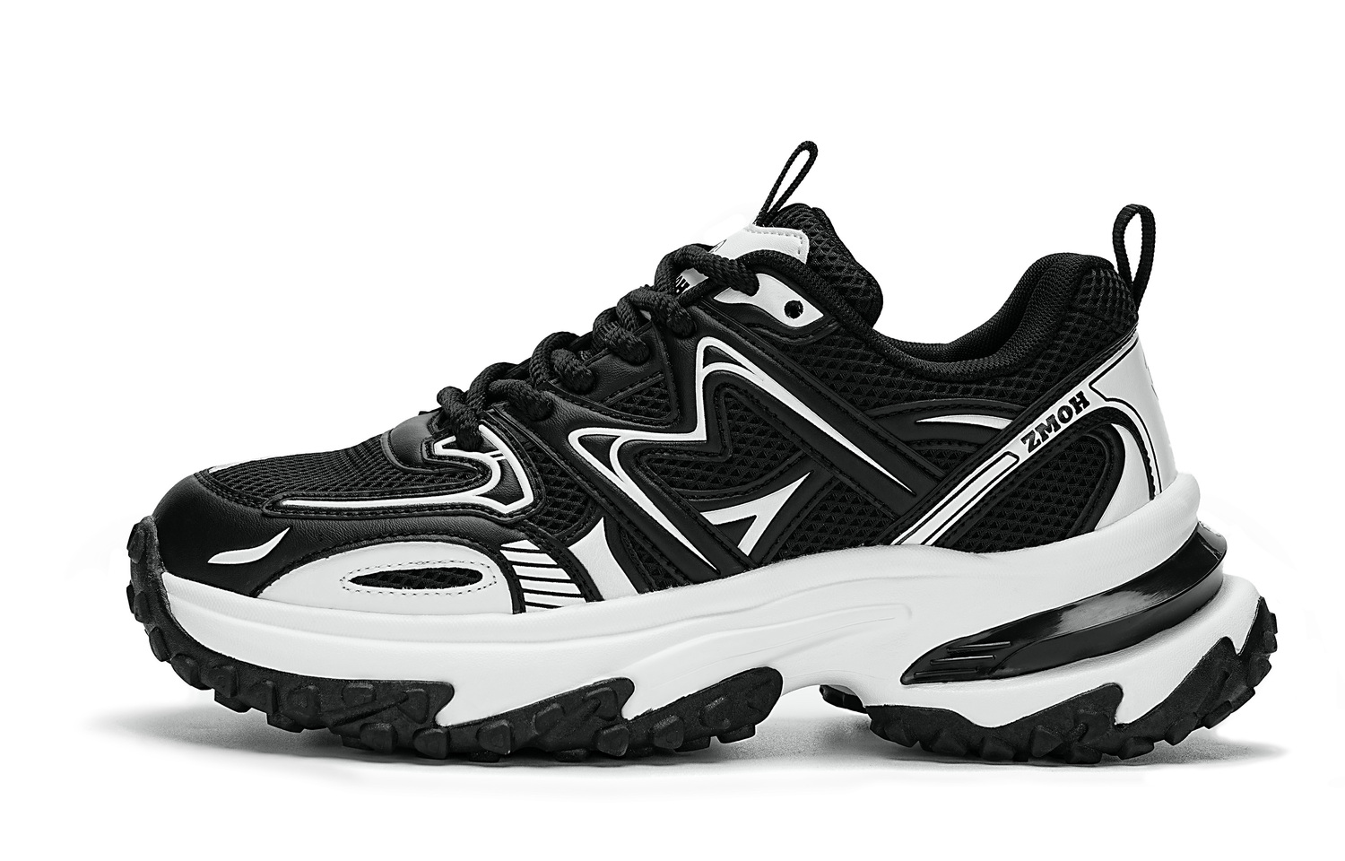 

Амортизирующие противоскользящие износостойкие дышащие утепленные низкие массивные кроссовки унисекс ZMOH, черный/белый