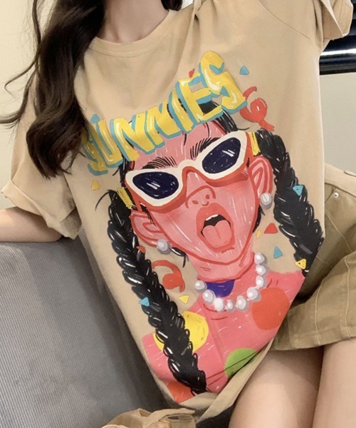 

Футболка оверсайз с принтом, короткий рукав REMUR, цвет мокко