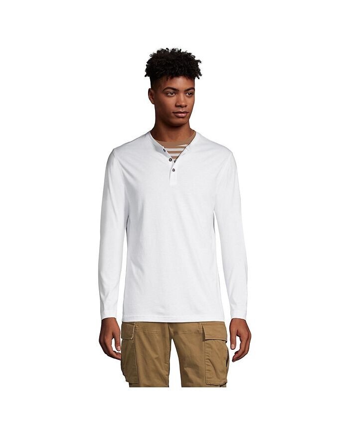 

Мужская футболка с длинными рукавами из джерси Supima Tall Henley Lands' End, белый