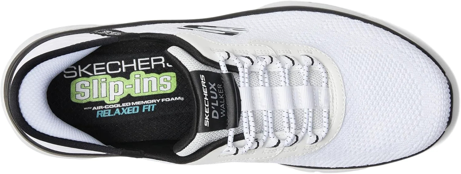 Мужские кроссовки Skechers D'Lux Walker Rezinate с легким надеванием без использования рук, белый/черный — фото 4