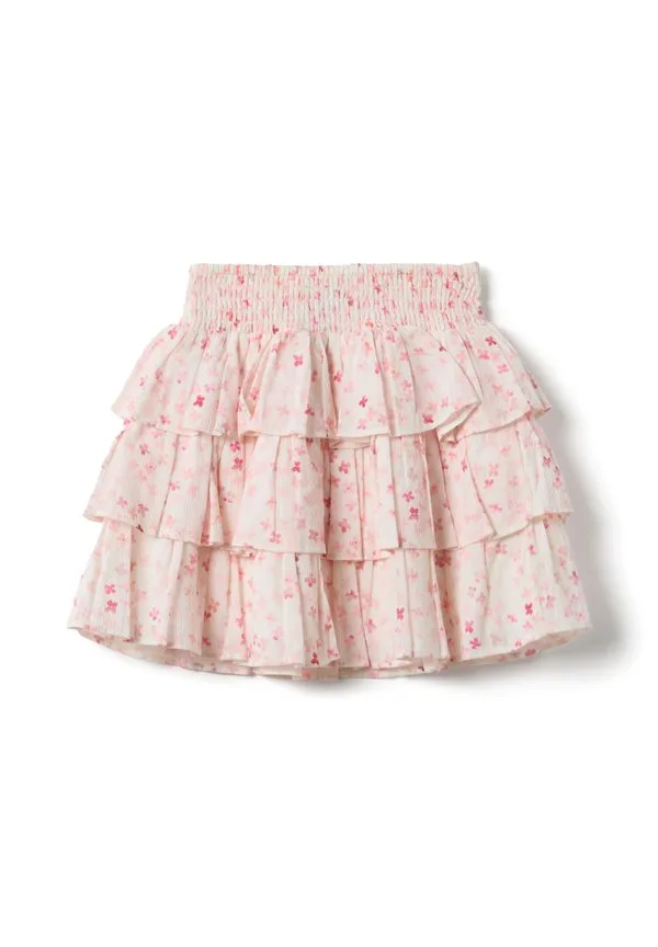 Многоярусная юбка с цветочным узором и складками Ovs, White/Pink
