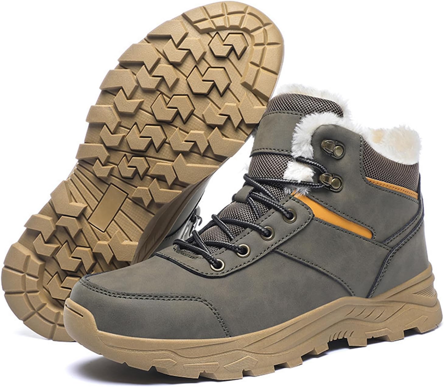 

Мужские зимние ботинки CPMBFDC с комфортной и теплой подкладкой из искусственного меха, зимние походные ботинки для мужчин, нескользящие, на шнуровке, для зимнего отдыха на открытом воздухе, зеленый