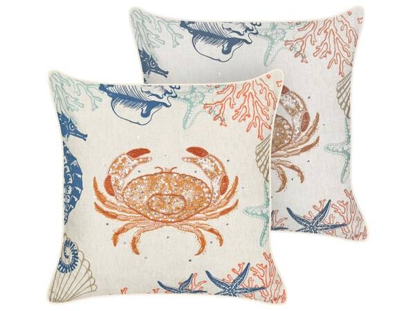 

Подушка Beliani 2 шт SARGASSUM, 45x45x45 см цвет beige/blau/rot