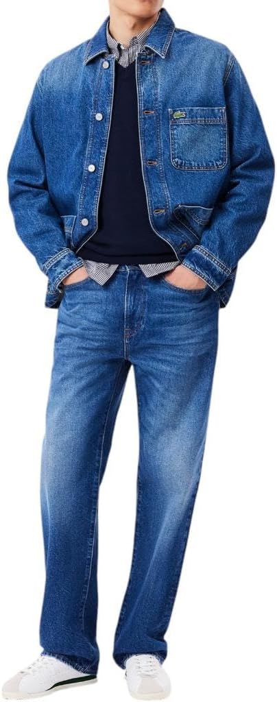 

Lacoste мужские джинсы 5 карманов прямой крой indigo, Washed Deep Medium