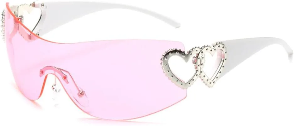 

Женские солнцезащитные очки без оправы, модные градиентные солнцезащитные очки обтекаемой формы в стиле панк, большие солнцезащитные очки generic, White Pink