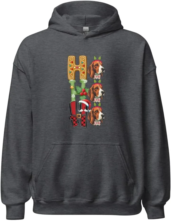 Футболка HO HO HO Santa Beagle | Унисекс худи для любителей собак Generic, Dark Heather