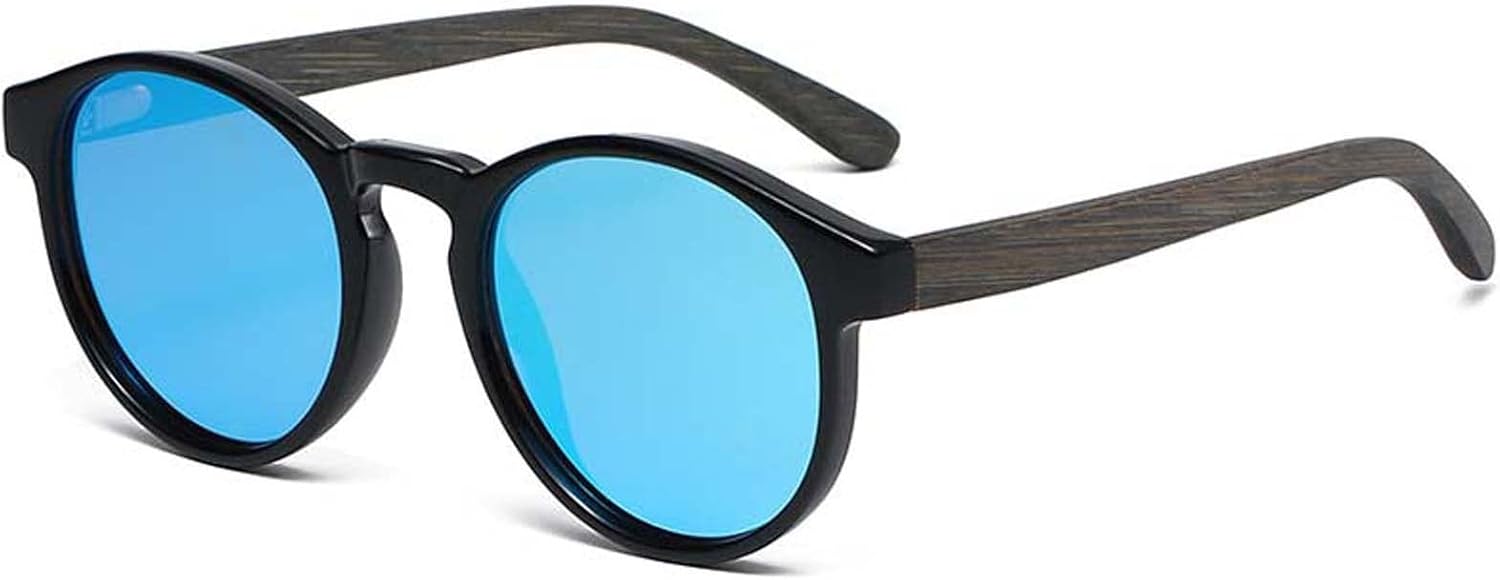 

2026 Женские поляризованные солнцезащитные очки для вождения и активного отдыха, круглая оправа в стиле ретро, ​​дужки из бамбука и дерева, солнцезащитный козырек MTZJH, E