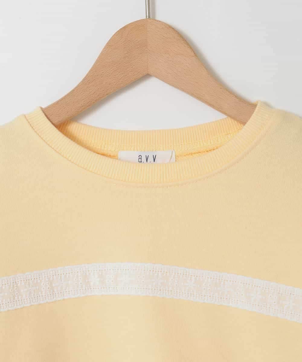 [120-160] [Можно стирать дома] Цветная толстовка с кружевной лентой A.V.V, Light Yellow — фото 4
