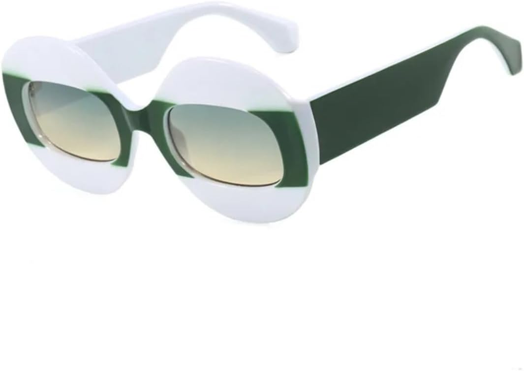 

Модные солнцезащитные очки большого размера в овальной оправе для женщин и мужчин: солнцезащитные очки для вождения и путешествий, ветрозащитные очки с защитой от УФ-излучения UV400 VVTWSSW, Green Green Yellow