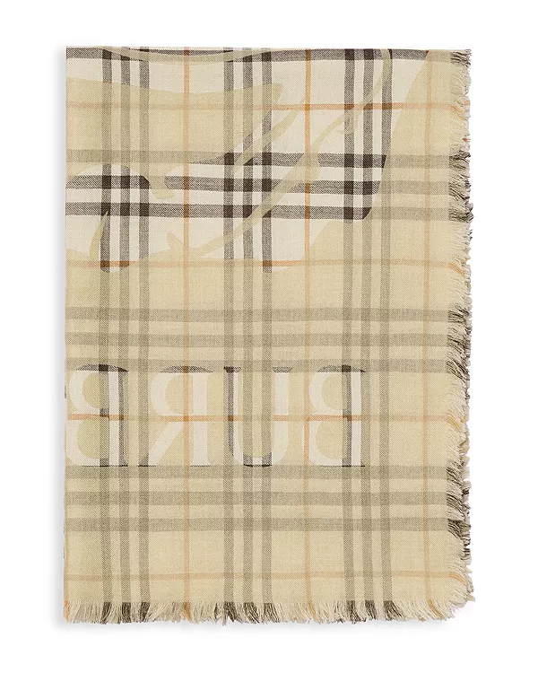 Шарф из шерсти и шелка в клетку Ekd Burberry, серый — фото 3