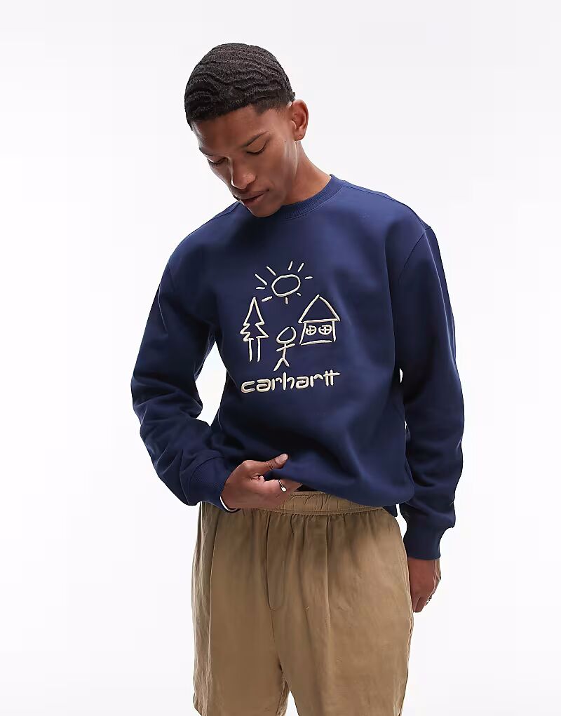 

Толстовка Carhartt WIP «шедевр» темно-синего цвета