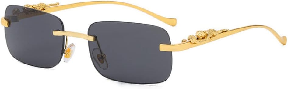 

Винтажные квадратные солнцезащитные очки без оправы для женщин и мужчин, роскошные дизайнерские, популярные, для путешествий и вождения, металлические, с леопардовым принтом, защита от ультрафиолета UV400 generic, Gold Black