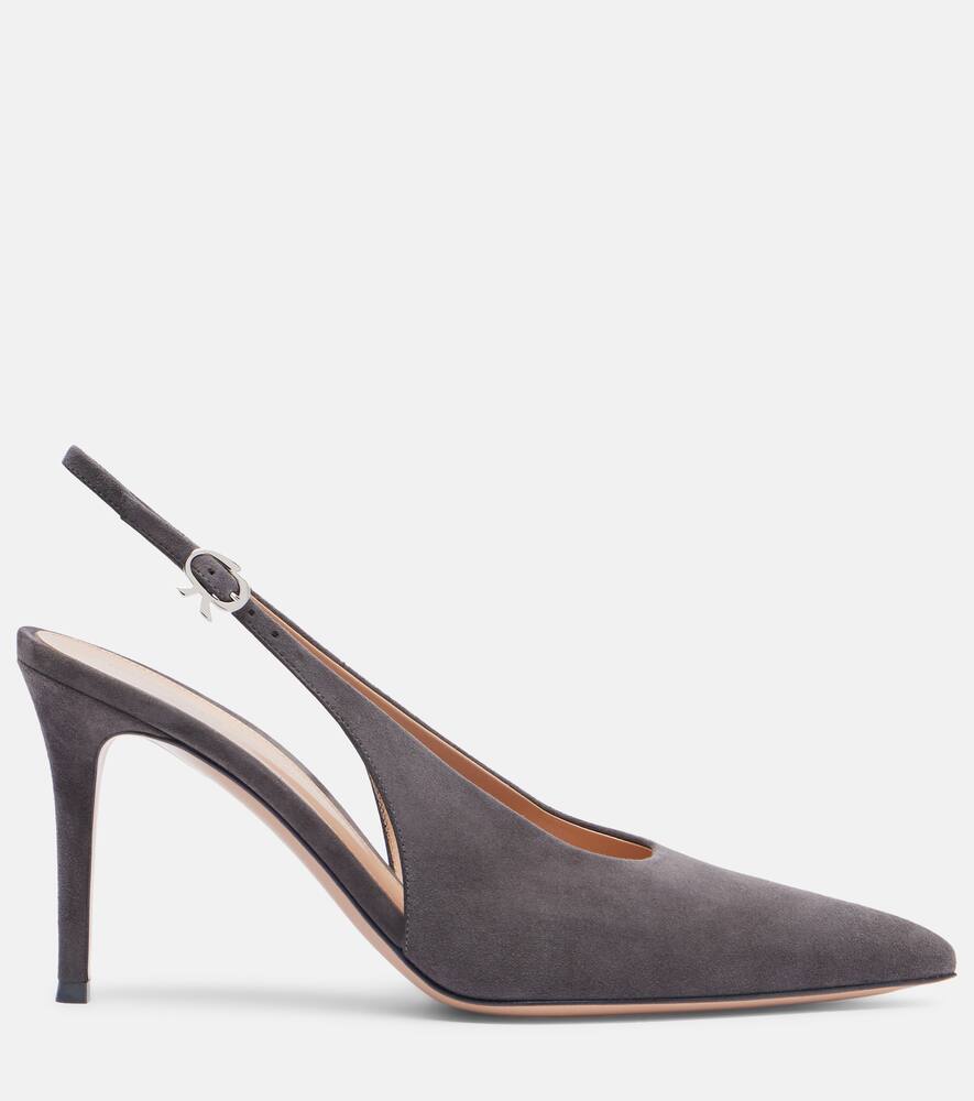Robbie 85 замшевые лодочки-слинги Gianvito Rossi, Lapis — фото 4
