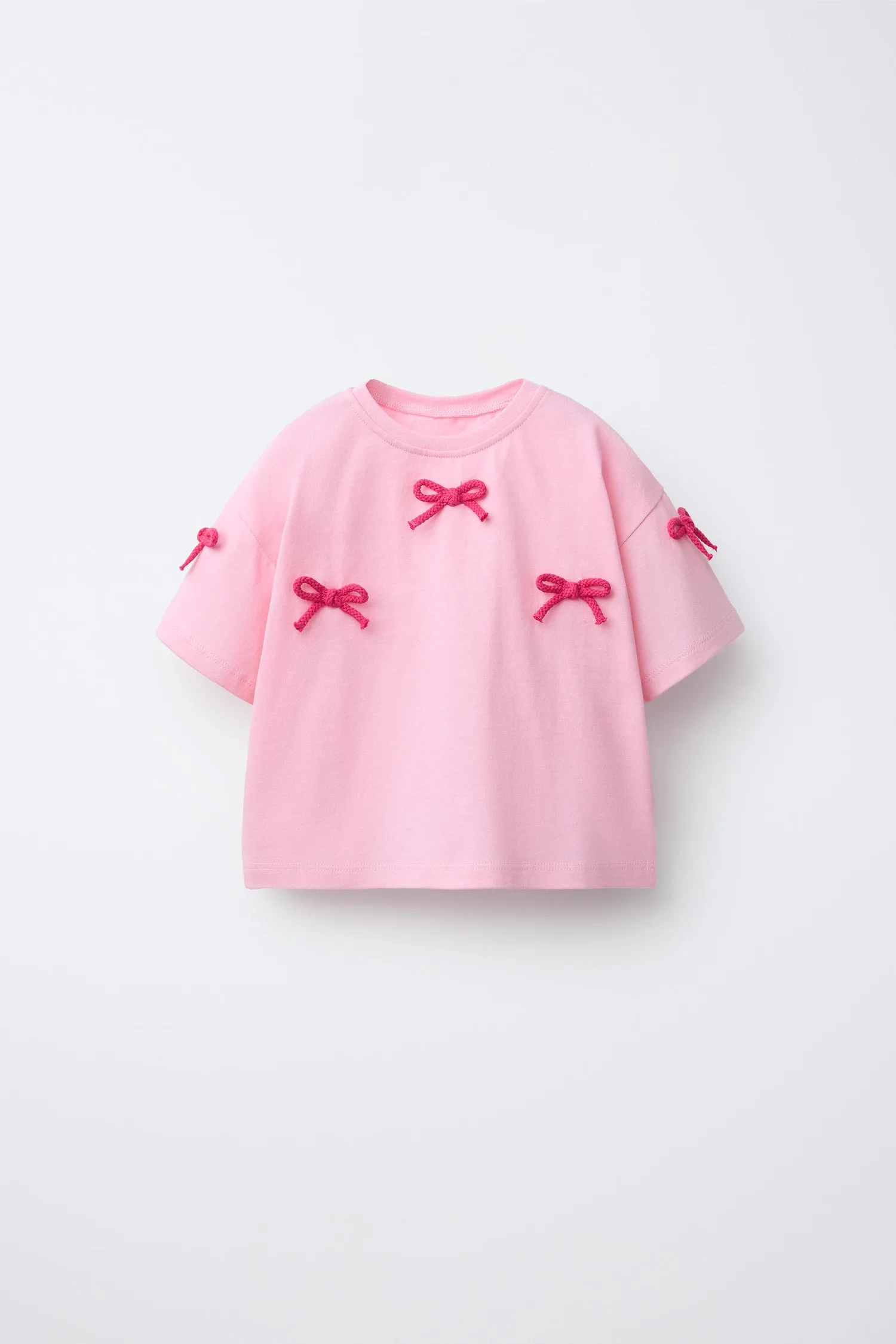 Футболка с вязаным цветком Zara, розовый