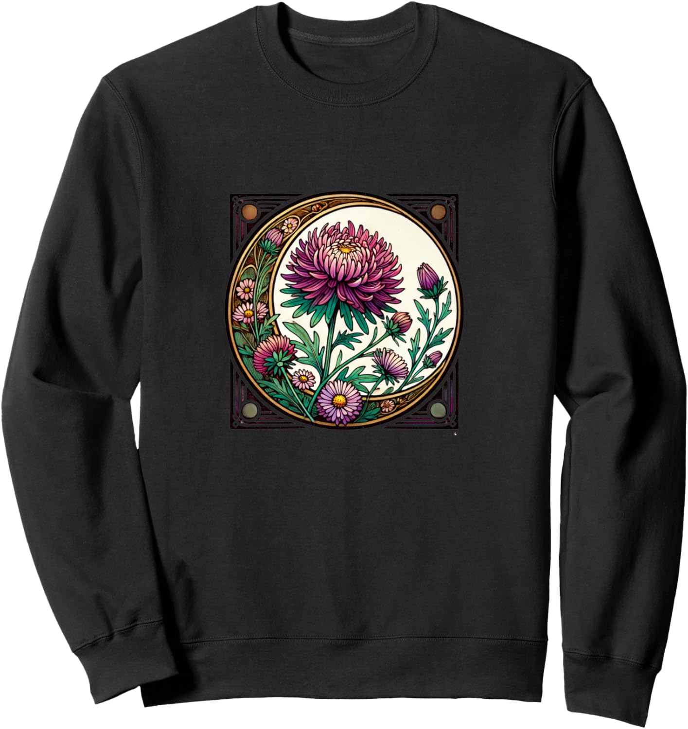 

Толстовка с изображением цветка астры и луны Retro Aster Love Snugg, черный